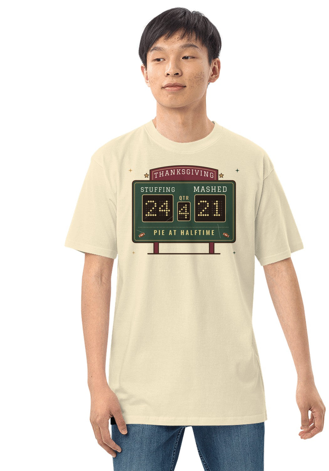 Stuffing vs Mashed Scoreboard t-shirt in Natural