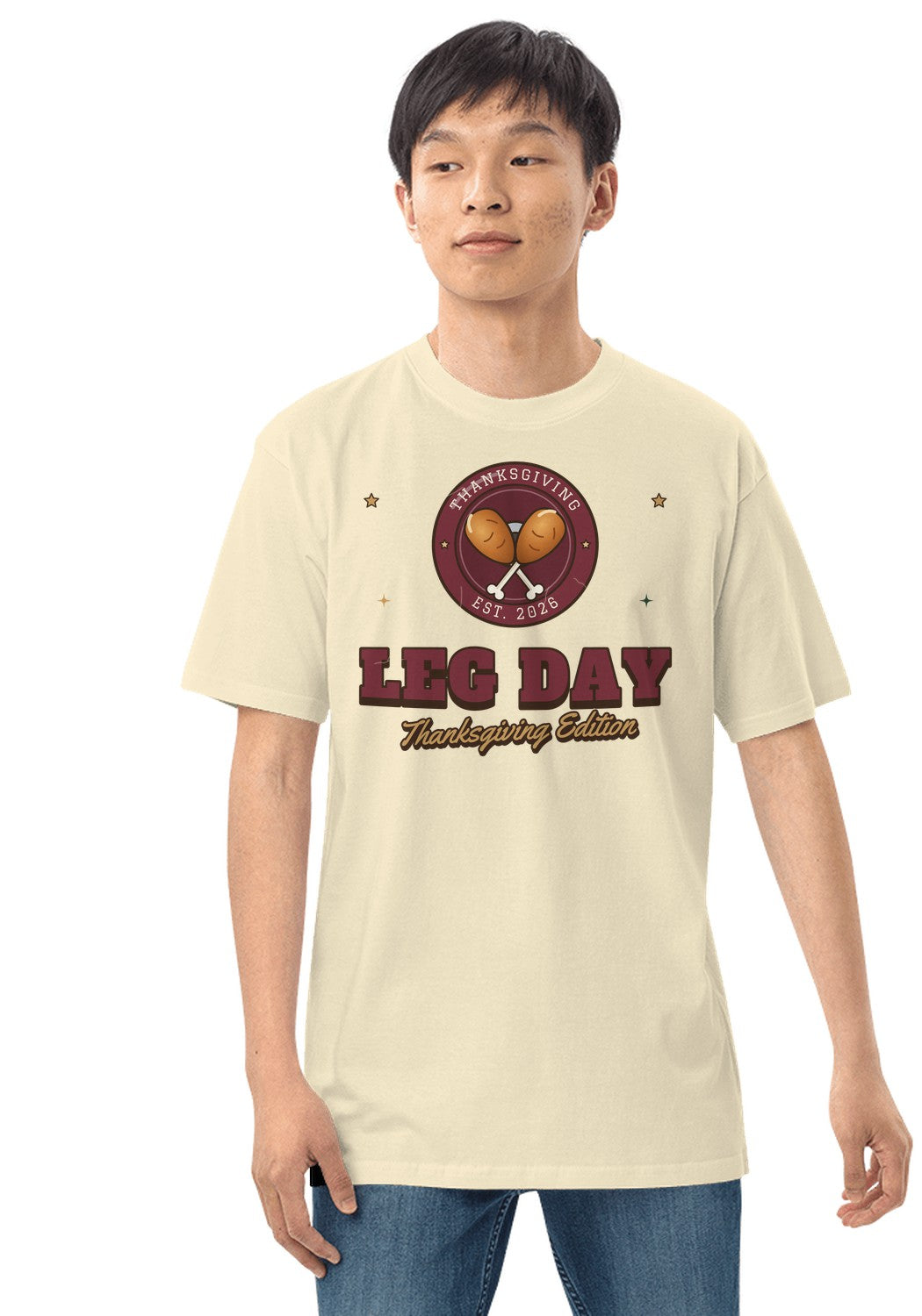 Thanksgiving Leg Day t-shirt in Natural