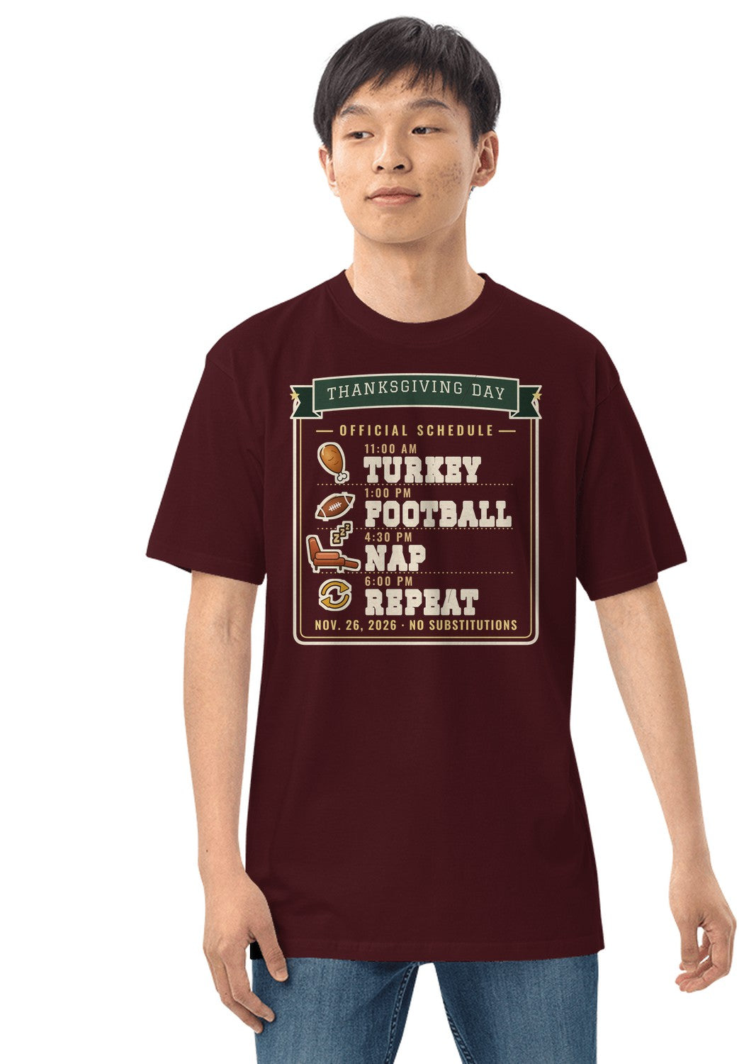 Turkey Football Nap Repeat t-shirt in Maroon