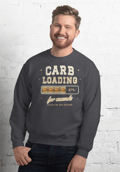 Carb Loading for Seconds sweatshirt in Dark Heather
