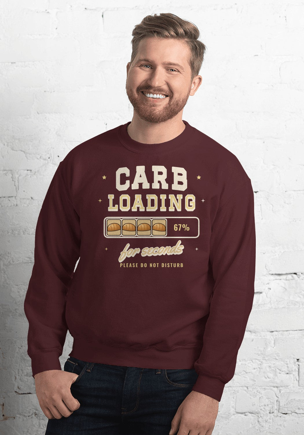 Carb Loading for Seconds sweatshirt in Maroon