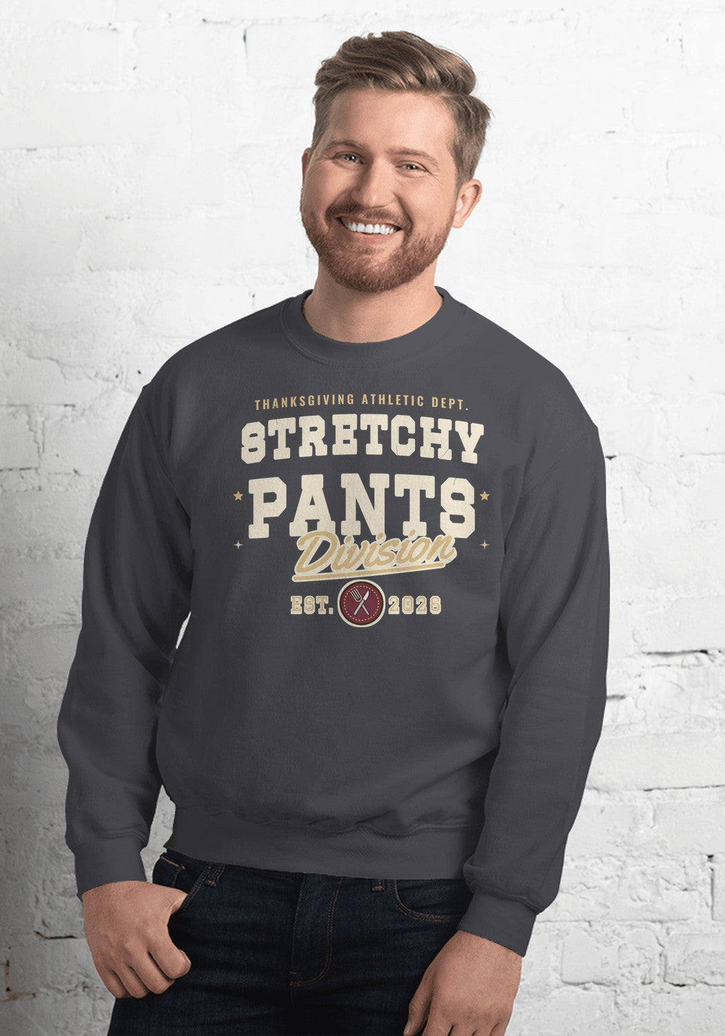 Stretchy Pants Division sweatshirt in Dark Heather