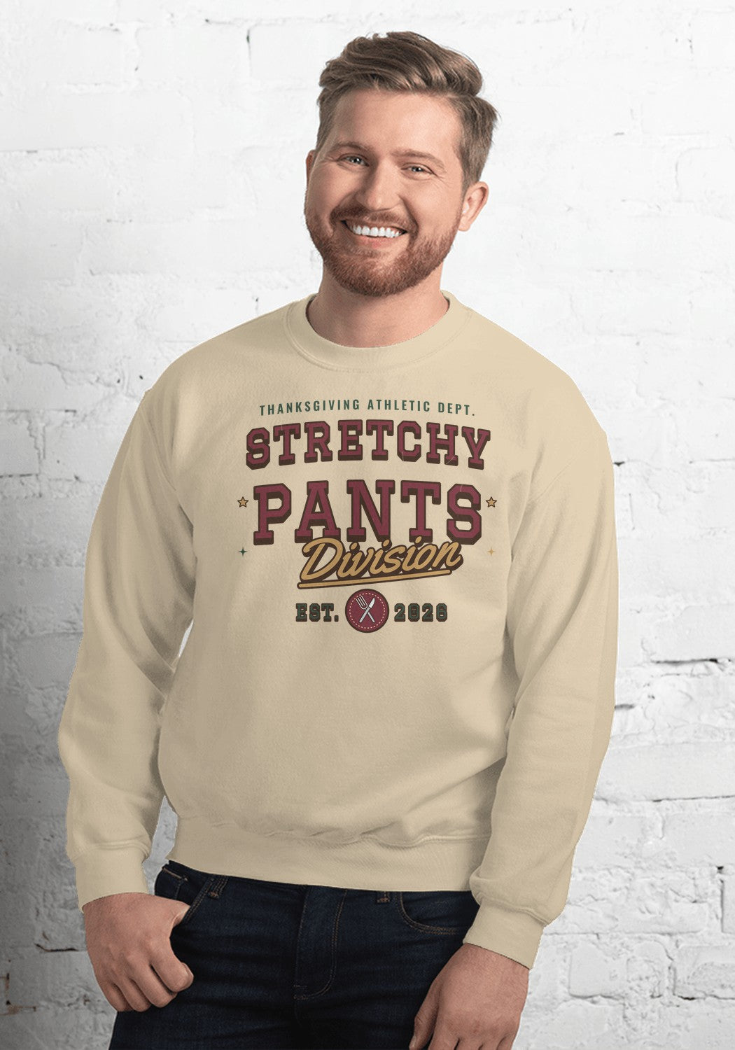 Stretchy Pants Division sweatshirt in Sand