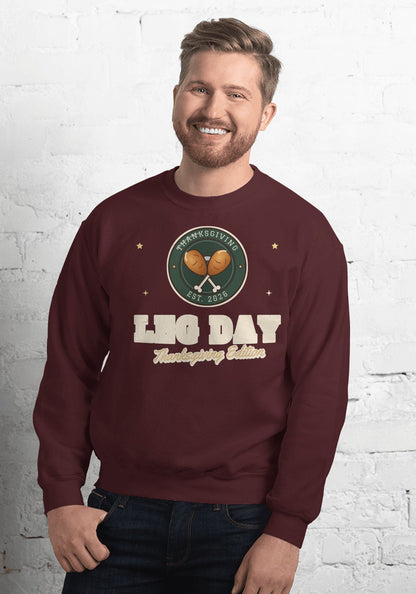Thanksgiving Leg Day sweatshirt in Maroon