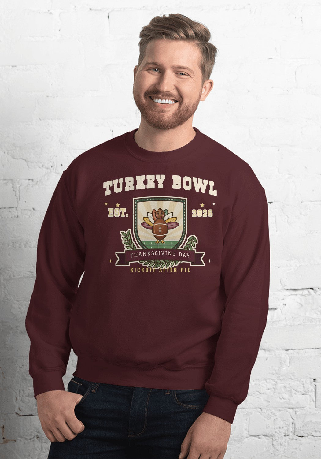 Turkey Bowl 2026 sweatshirt in Maroon