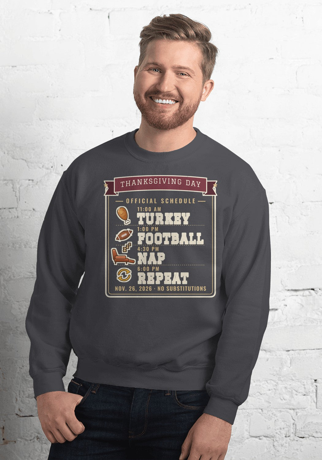 Turkey Football Nap Repeat sweatshirt in Dark Heather