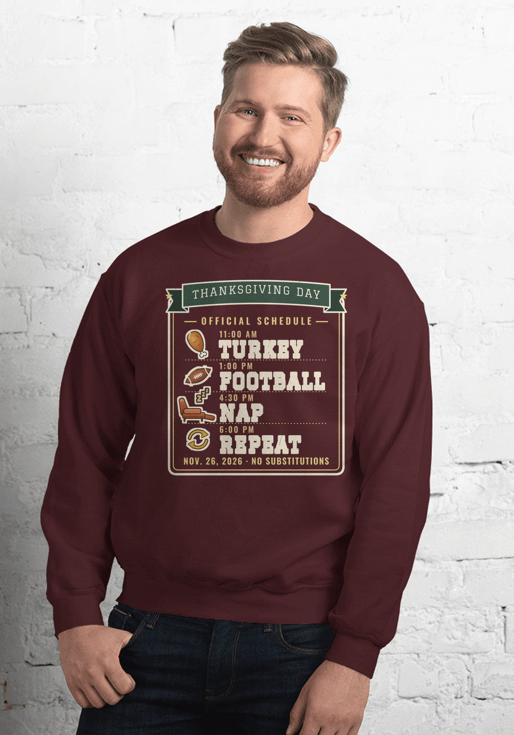 Turkey Football Nap Repeat sweatshirt in Maroon