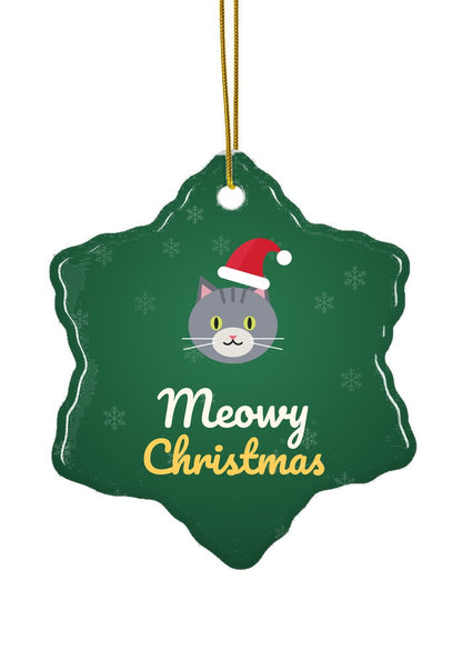 Meowy Christmas cat ornament, snowflake shape