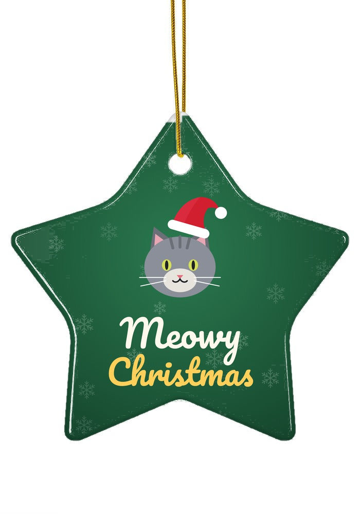 Meowy Christmas cat ornament, star shape