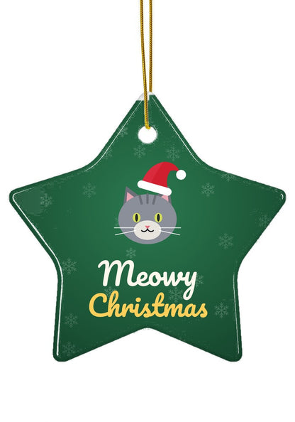 Meowy Christmas cat ornament, star shape