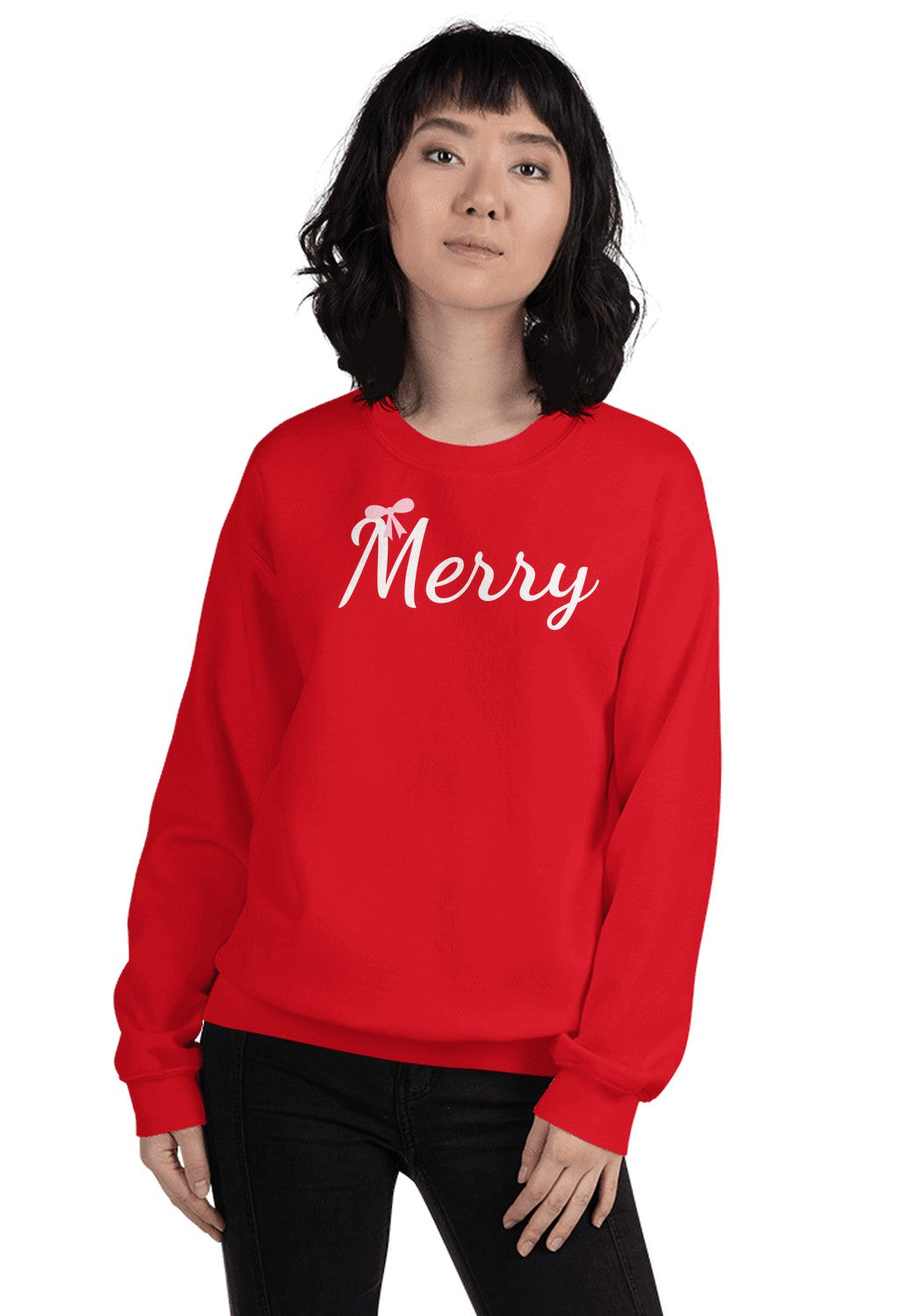 Merry Bow Christmas Sweatshirt in Red