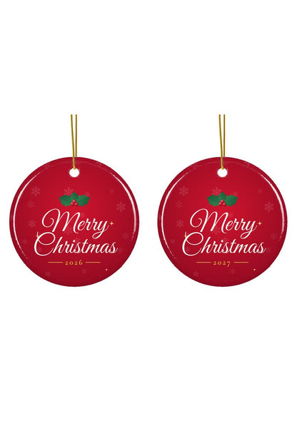 Merry Christmas ornament dated 2026 or 2027