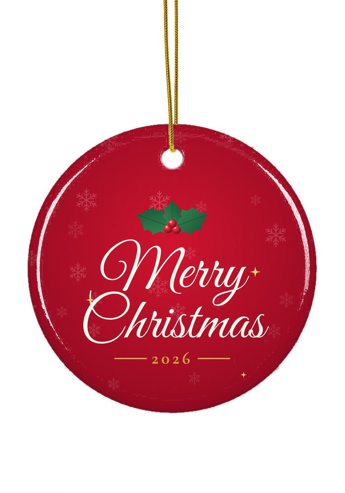Merry Christmas 2026 ornament, circle shape