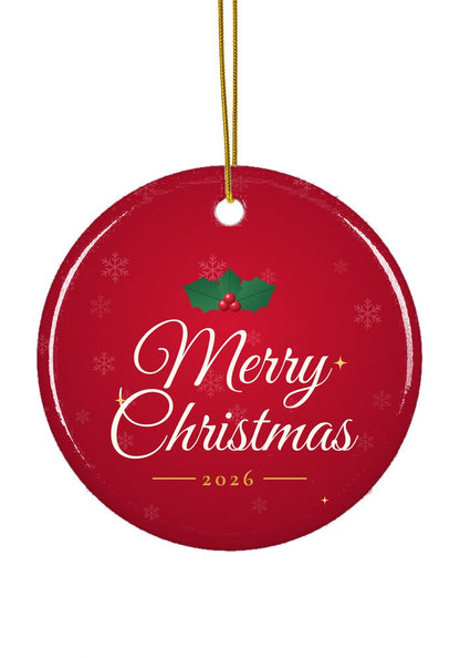 Merry Christmas 2026 ornament, circle shape
