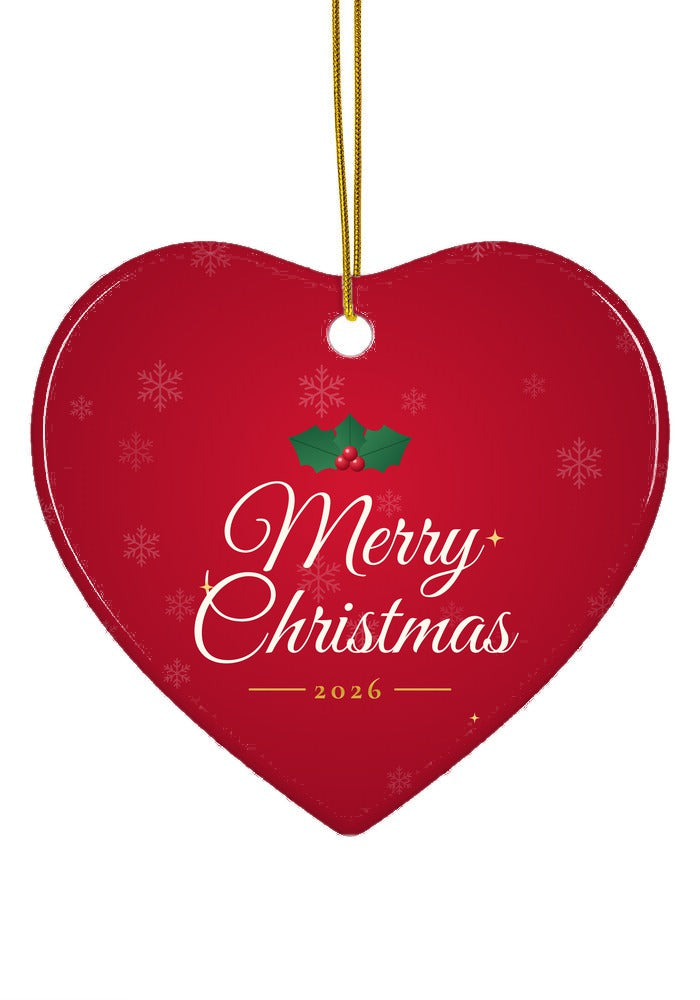 Merry Christmas 2026 ornament, heart shape