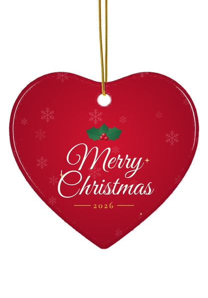 Merry Christmas 2026 ornament, heart shape