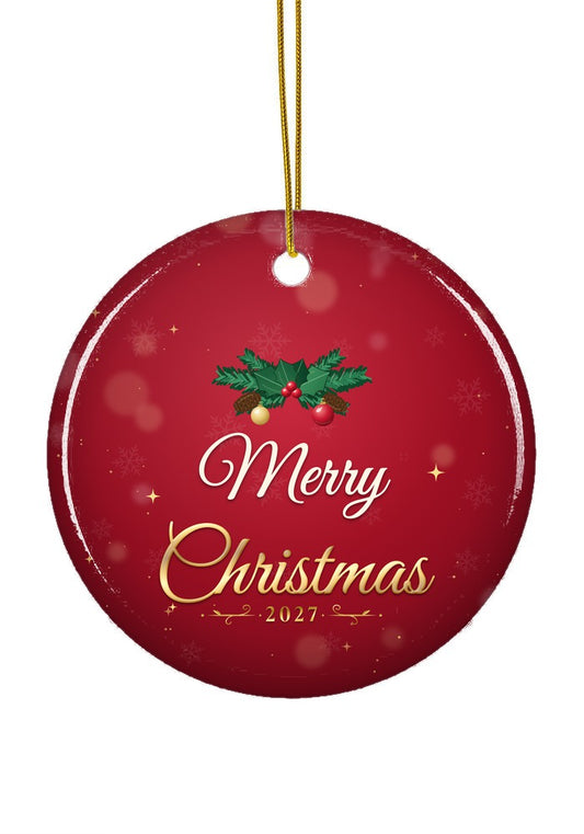 Merry Christmas ornament, 2027, circle shape