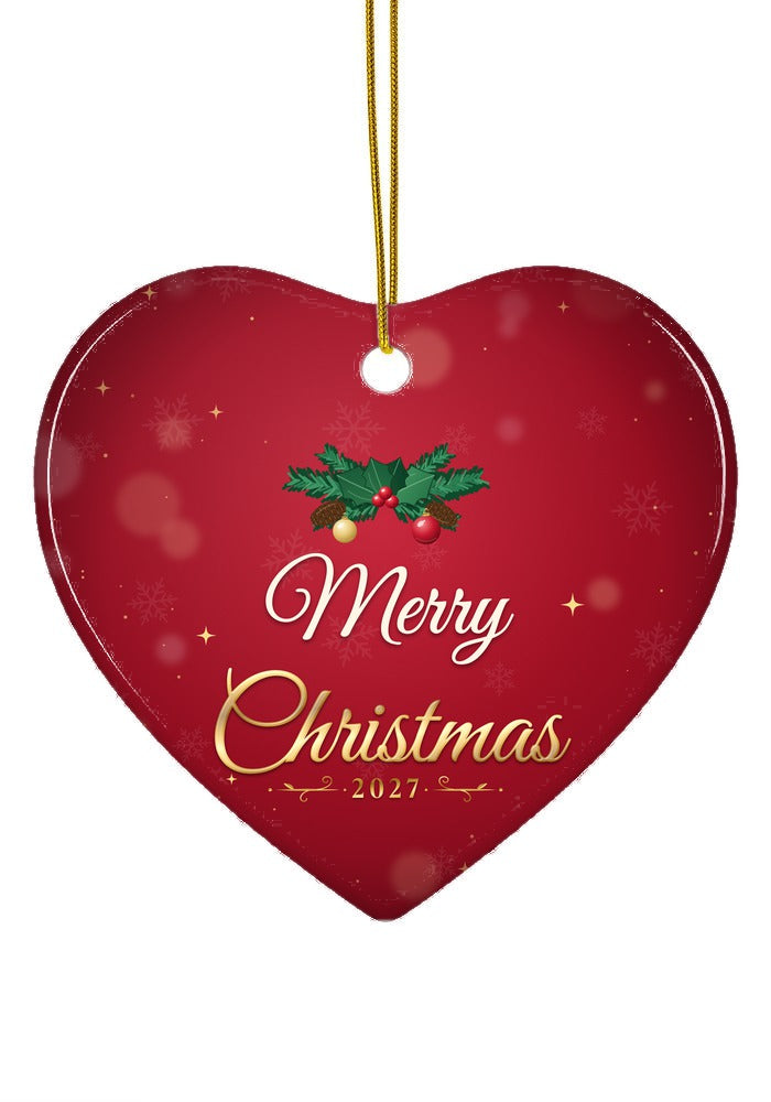 Merry Christmas ornament, 2027, heart shape
