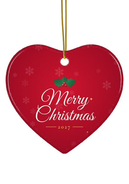 Merry Christmas ornament, 2027, heart shape