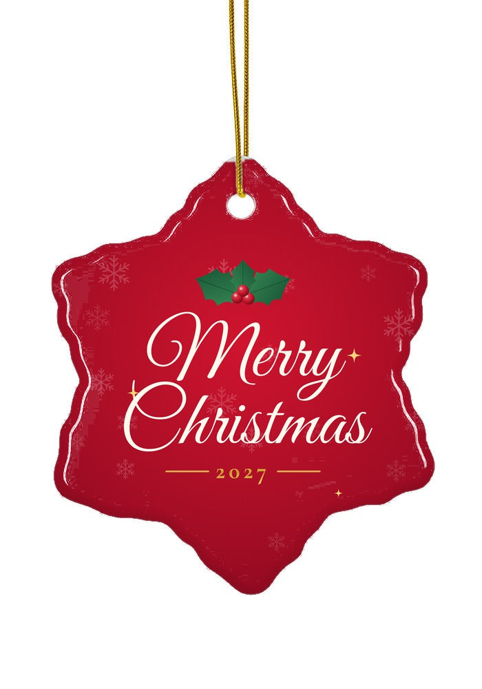 Merry Christmas ornament, 2027, snowflake shape