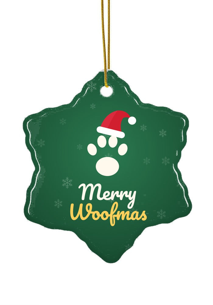 Merry Woofmas Dog Paw ornament, snowflake shape