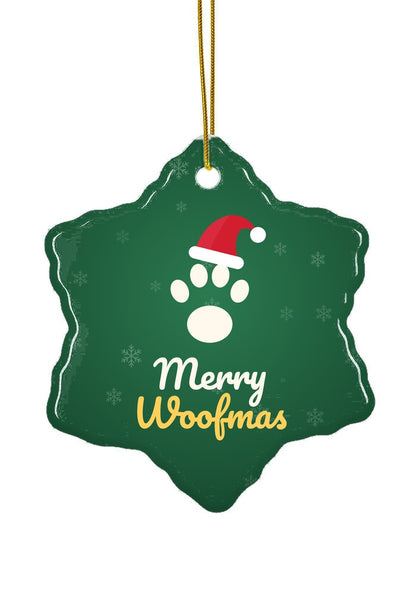 Merry Woofmas Dog Paw ornament, snowflake shape