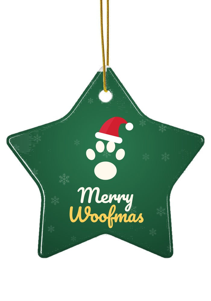Merry Woofmas Dog Paw ornament, star shape