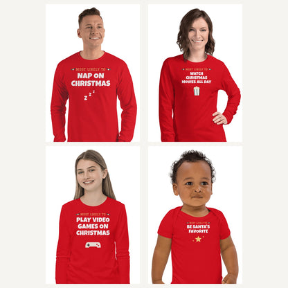 Most Likely To Christmas Pajama Shirts in Red, family set
