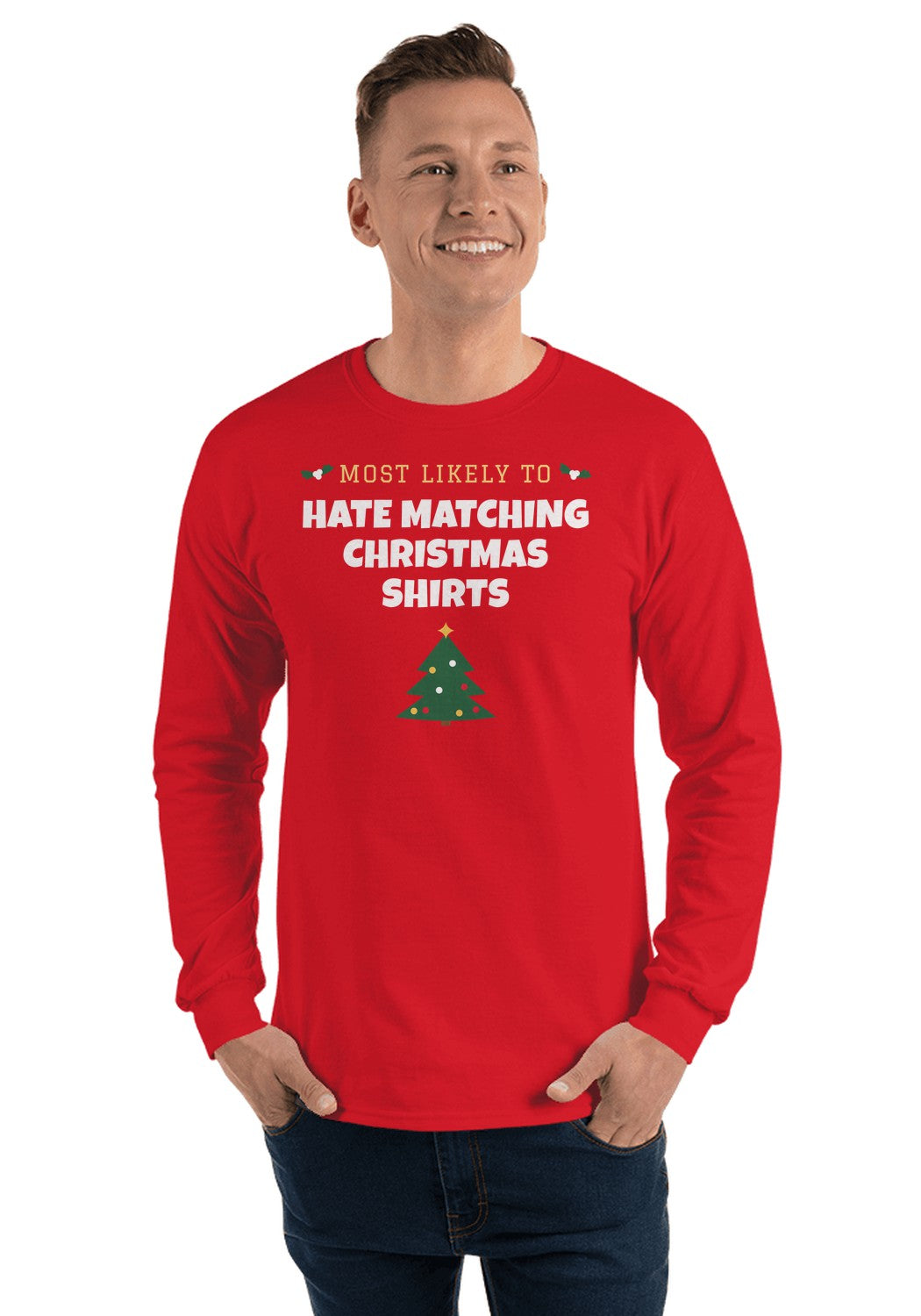 Hate Matching Christmas Shirts long sleeve pajama tee in Red
