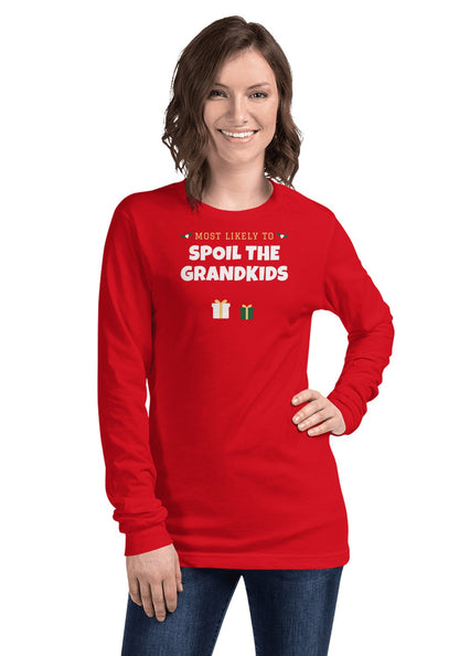 Spoil the Grandkids long sleeve pajama tee in Red