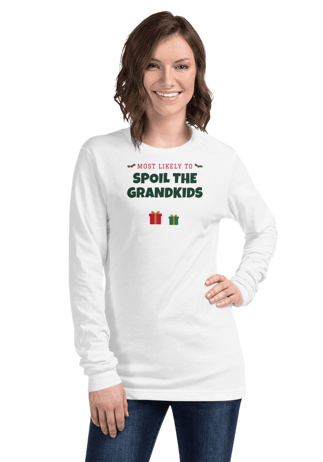 Spoil the Grandkids long sleeve pajama tee in White