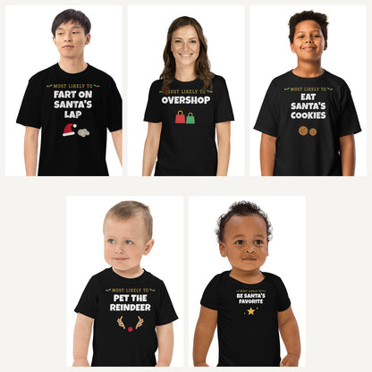 Most Likely To Family Christmas Shirts in Black, family set