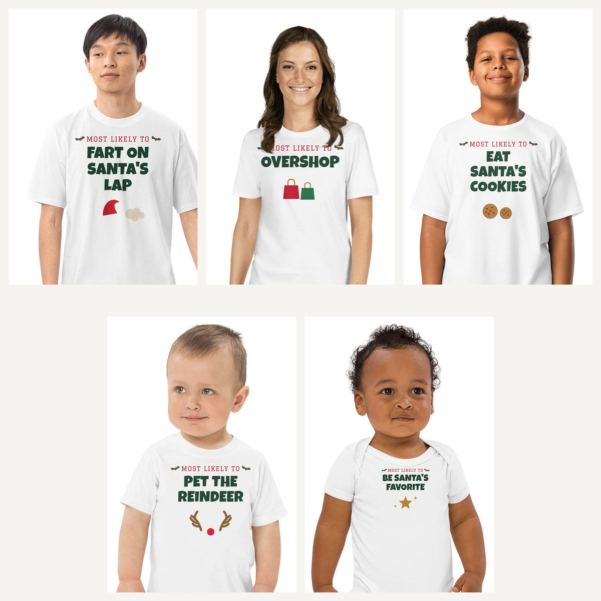 Most Likely To Family Christmas Shirts in White, family set