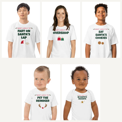 Most Likely To Family Christmas Shirts in White, family set