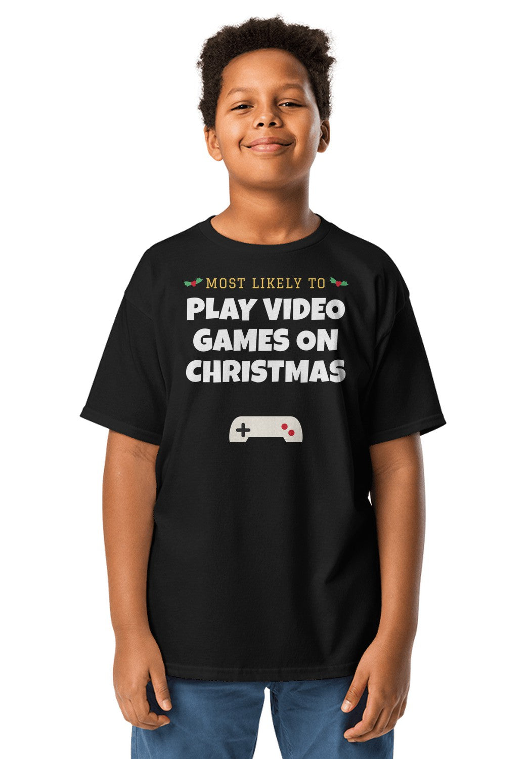 Play Video Games on Christmas t-shirt in Black