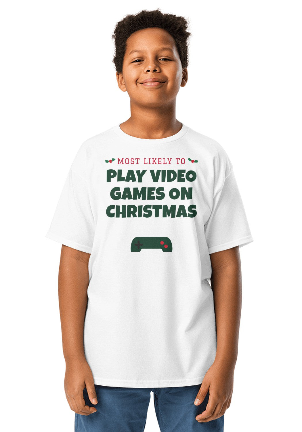 Play Video Games on Christmas t-shirt in White