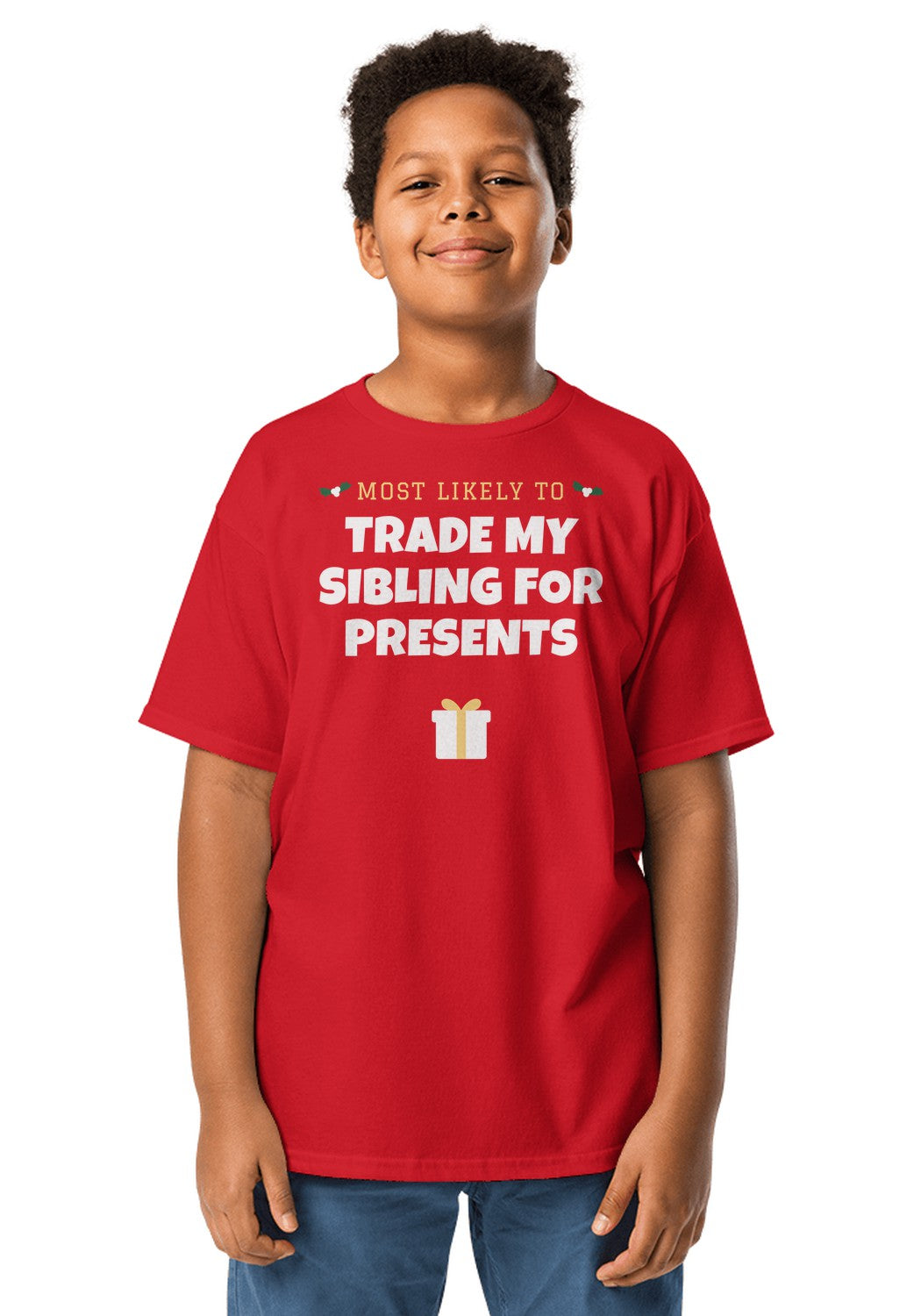 Trade My Sibling for Presents t-shirt in Red