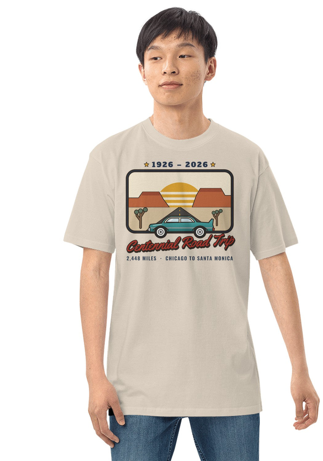 Centennial Road Trip t-shirt in Heather Dust