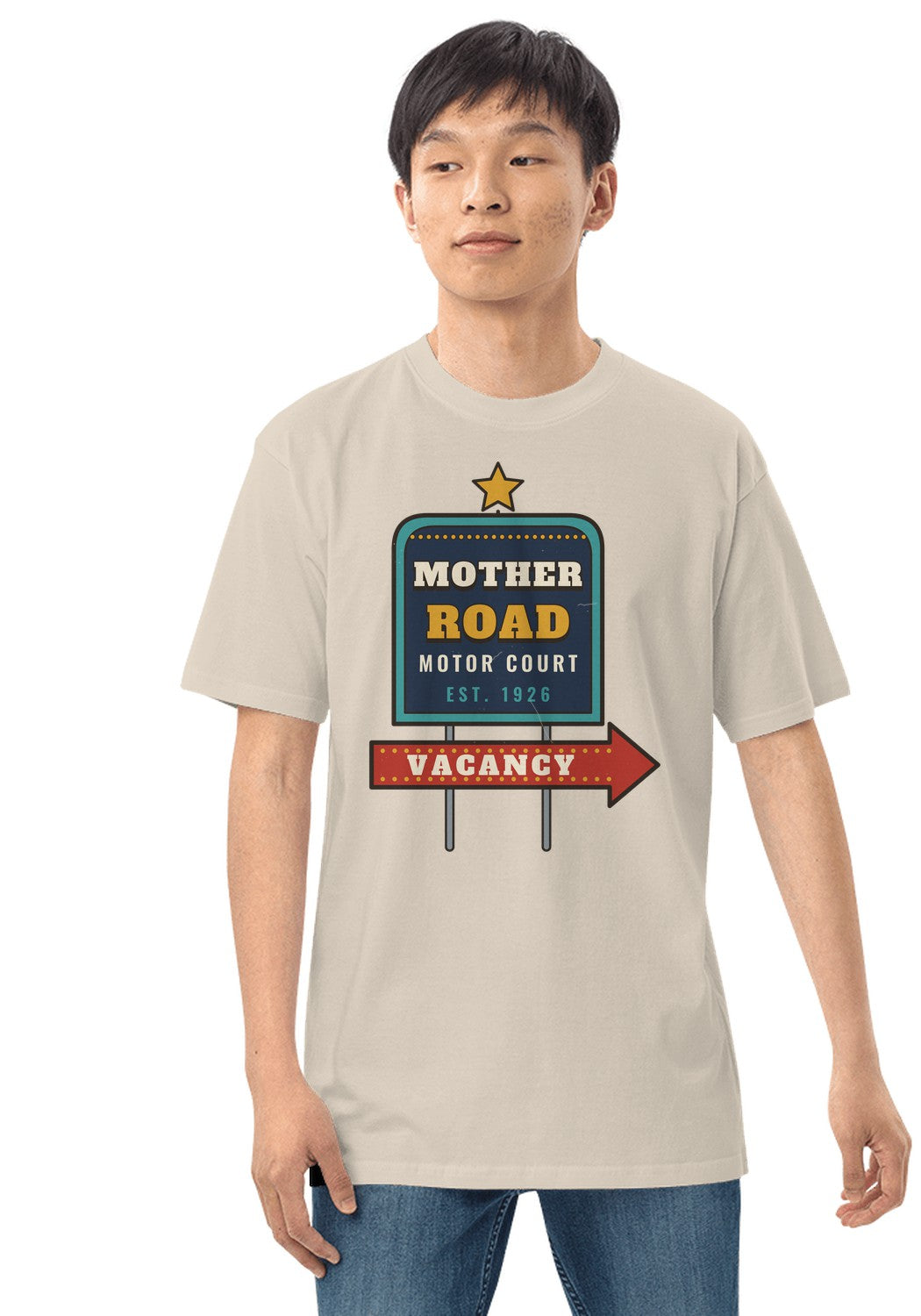 Mother Road Motor Court t-shirt in Heather Dust