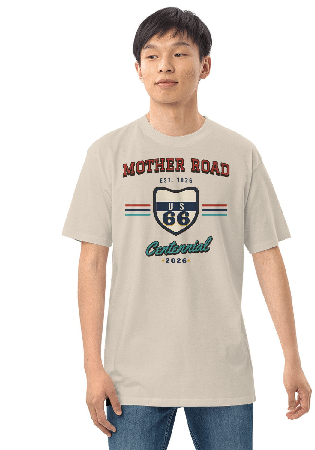 Mother Road Centennial Varsity t-shirt in Heather Dust