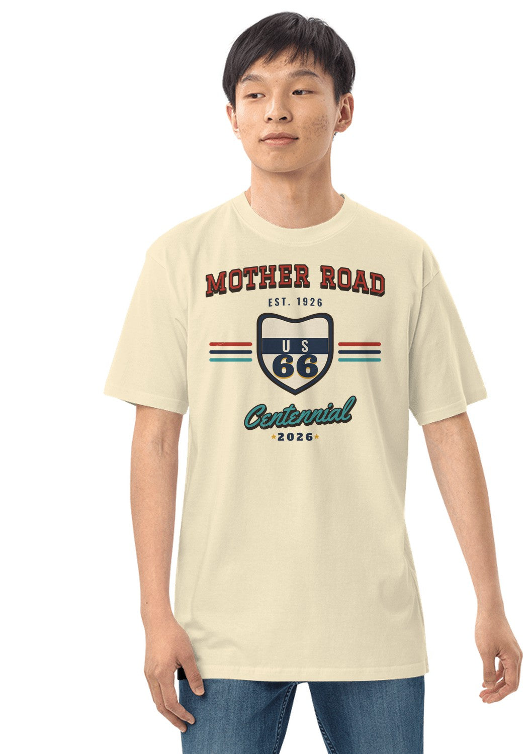 Mother Road Centennial Varsity t-shirt in Natural