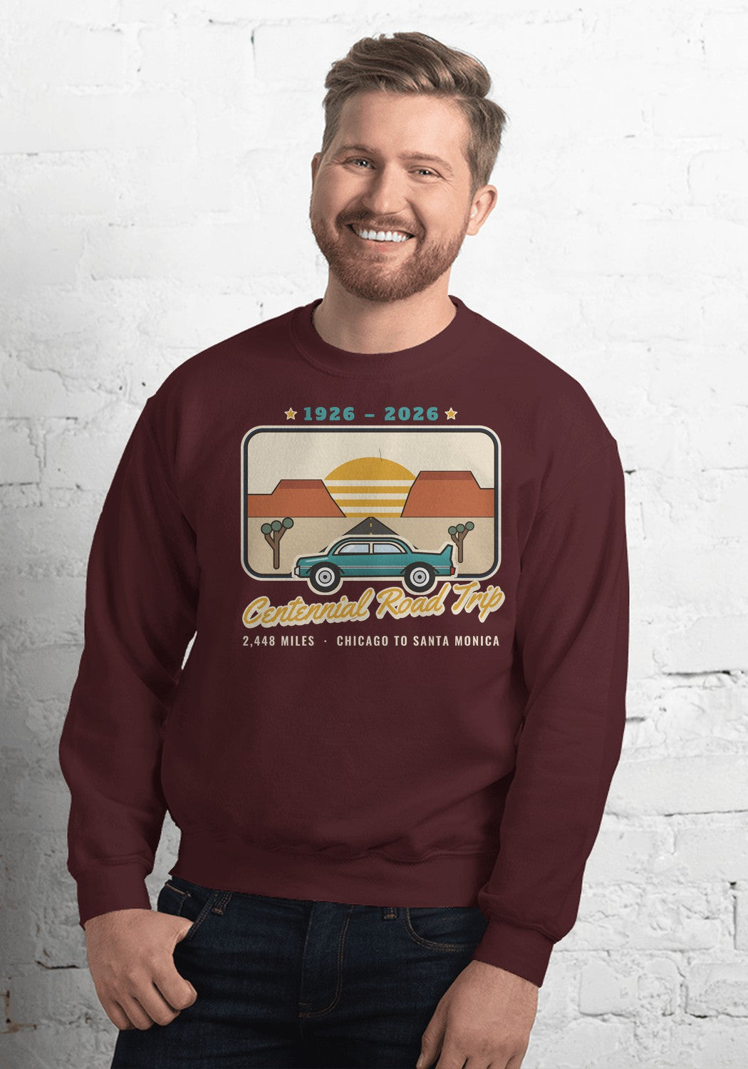 Centennial Road Trip sweatshirt in Maroon