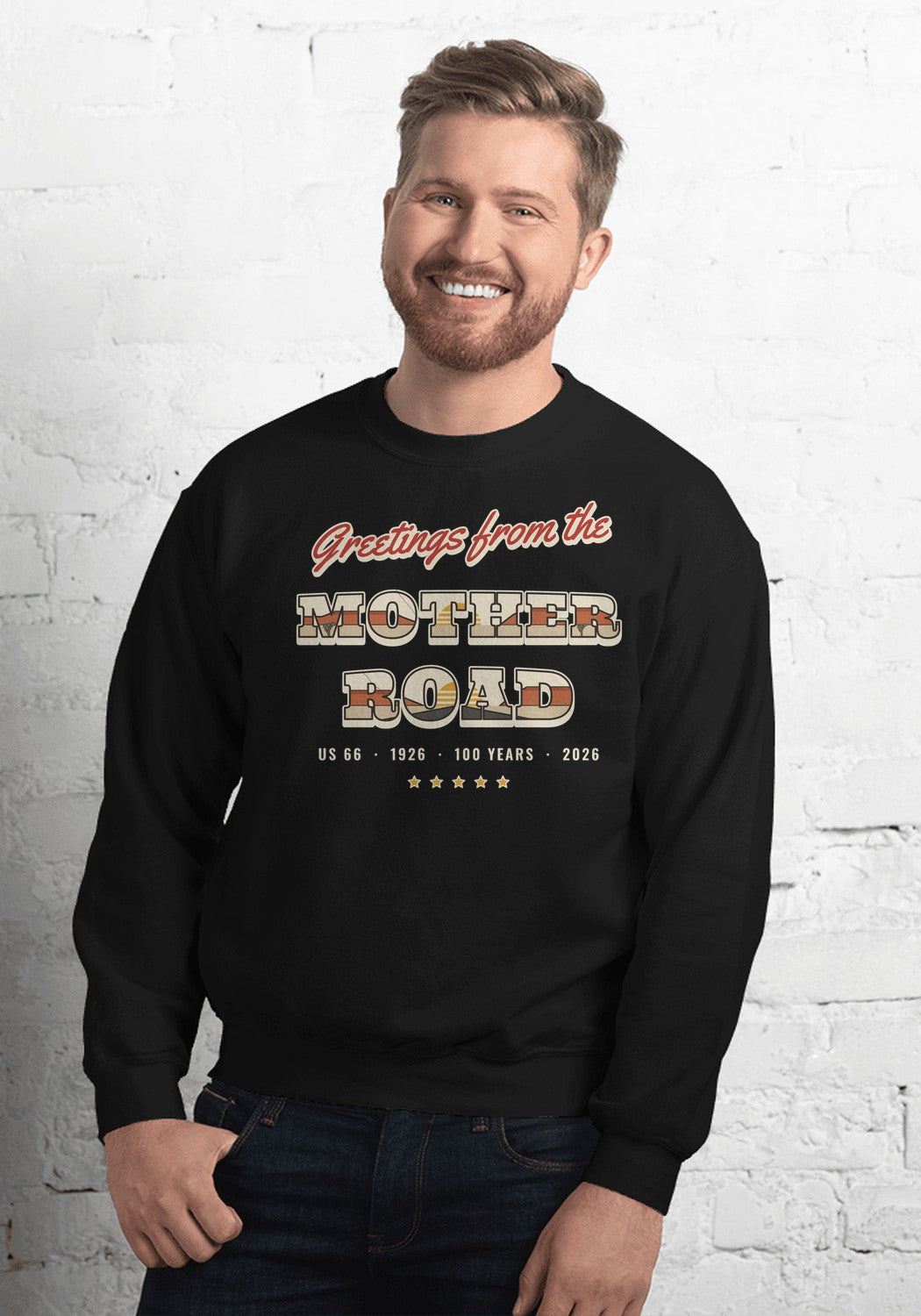 Greetings from the Mother Road sweatshirt in Black