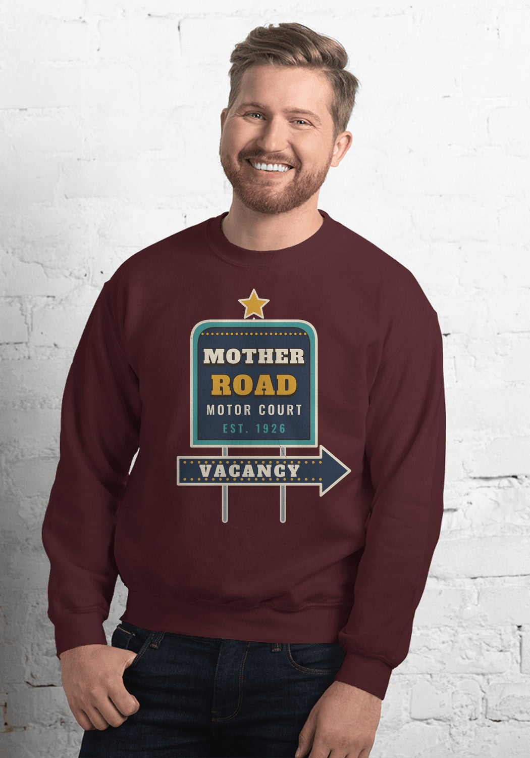 Mother Road Motor Court sweatshirt in Maroon