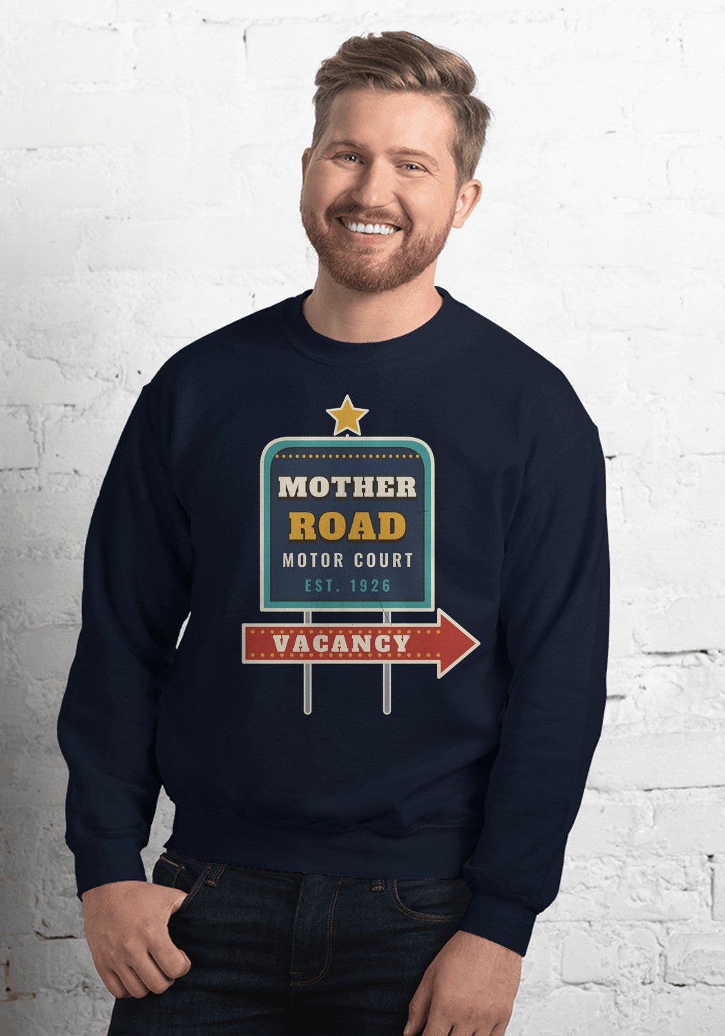 Mother Road Motor Court sweatshirt in Navy