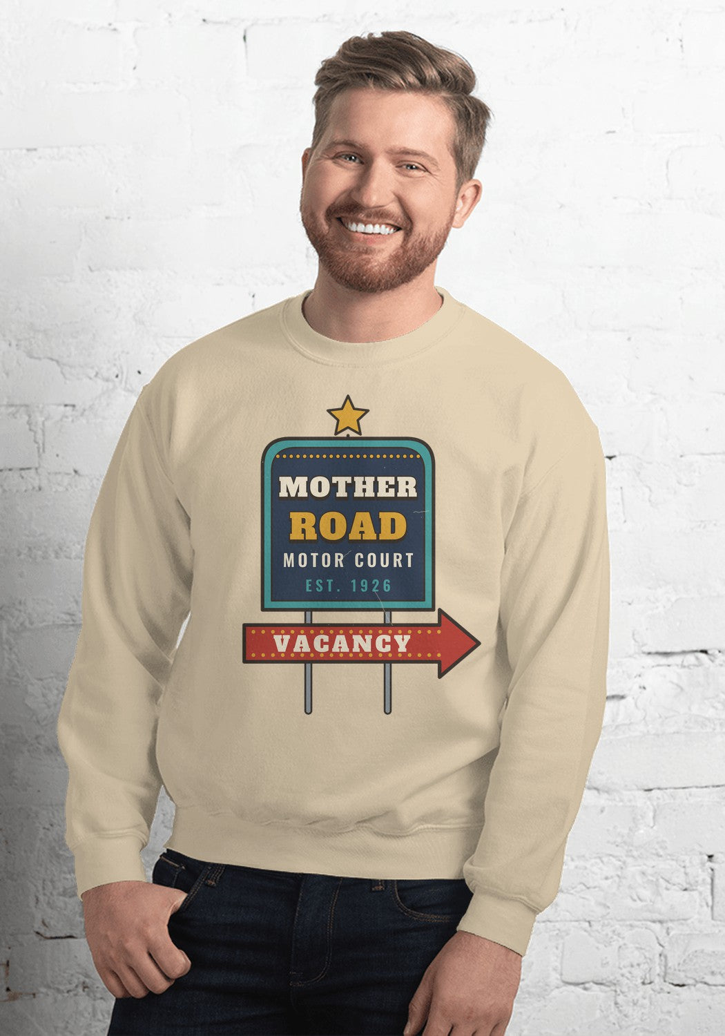 Mother Road Motor Court sweatshirt in Sand