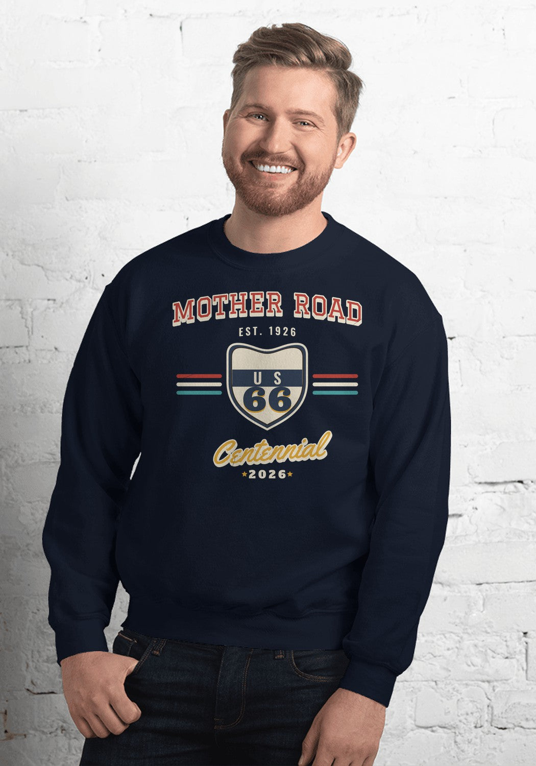 Mother Road Centennial Varsity sweatshirt in Navy