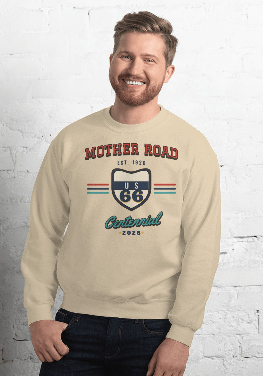 Mother Road Centennial Varsity sweatshirt in Sand