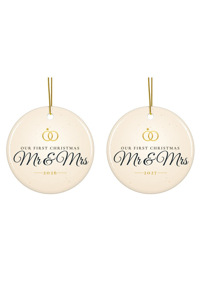 Our First Christmas as Mr & Mrs ornament dated 2026 or 2027
