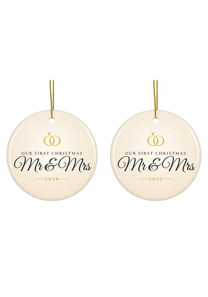 Our First Christmas as Mr & Mrs ornament dated 2026 or 2027